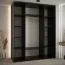 Spiegelschrank Mina in Schwarz/Eiche, auch für Wohnzimmer geeignet, Anti Staubbürsten, Metallgriffe in schwarz, robust, 235,2 x 190 x 60 cm, viel Fächer