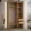 Schiebetürenschrank Mina in Eiche/Weiß, Front aus laminierter Platte, Anti Staubbürsten, schwarze Metallgriffe, platzsparend, 235,2 x 130 x 60 cm