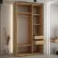 Schiebetürenschrank Mina in Weiß/Eiche, Metallgriffe in schwarz, Front aus laminierter Platte, platzsparend, viel Stauraum, 235,2 x 140 x 60 cm