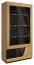 Vitrine "Belica" 25, Farbe: Eiche natur / Schwarz, teilmassiv - Abmessungen: 192 x 102 x 43 cm (H x B x T)