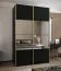 Kleiderschrank / Schiebetürenschrank | Farbe: Schwarz | 245,5 x 160 x 64 cm | 2 Schiebetüren | 11 Fächer | Soft-Close | Spiegel | 2 Kleiderstangen