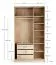 Falttür / Kleiderschrank | Farbe: Beige | 2 Türen | inkl. LED-Beleuchtung | 3 Schubladen | Griffe: Rose Gold | 127 x 60 x 225 cm | eine Kleiderstange