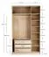 Falttür / Kleiderschrank | Farbe: Beige | 3 Schubladen | inkl. LED-Beleuchtung mit Bewegungssenor | 143 x 60 x 240 cm | 8 Fächer | 1 Kleiderstange
