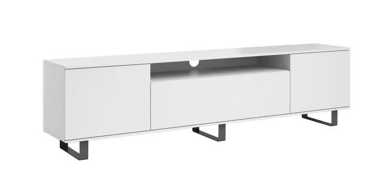 Heller TV-Möbel / TV-Schrank mit hochwertigen Materialien Zapopan 130, Farbe: Weiß, Maße: 56 x 200 x 40 cm, Push-to-open Funktion, sehr langlebig und stabil