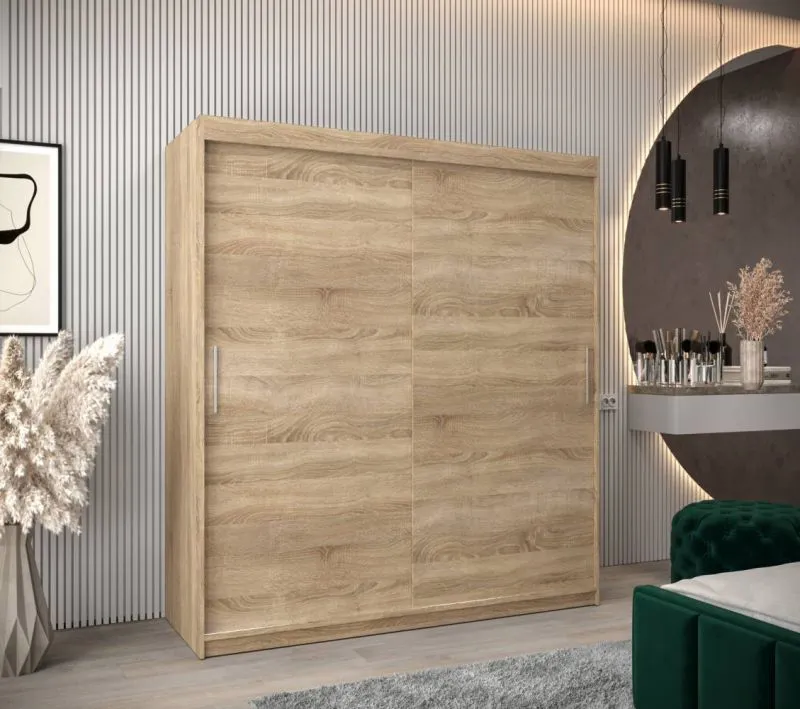 180 cm breiter Kleiderschrank mit 10 Fächern und 2 Türen | Farbe: Sonoma Eiche Abbildung