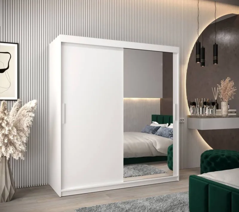 180 cm breiter Kleiderschrank mit 10 Fächern und 2 Türen | Farbe: Weiß Abbildung