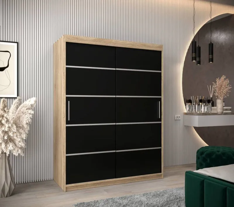 150 cm breiter Kleiderschrank mit 5 Fächern und 2 Türen | Farbe: Sonoma Eiche Abbildung