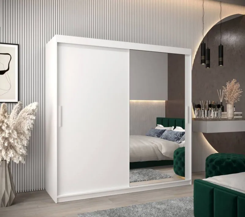 2 Meter breiter Kleiderschrank mit 2 Türen | Farbe: Weiß Abbildung