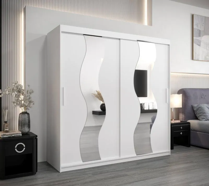 2 Meter breiter Kleiderschrank mit 2 Türen | Farbe: Weiß Abbildung