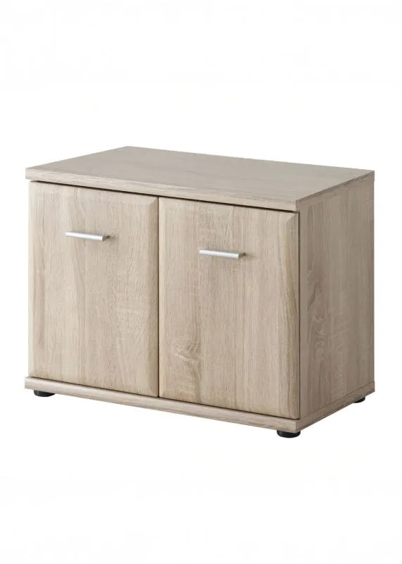 Schuhschrank / Sitzbank mit zwei Fächern Bratteli 13, Farbe: Eiche Sonoma - Abmessungen: 46 x 60 x 32 cm (H x B x T)