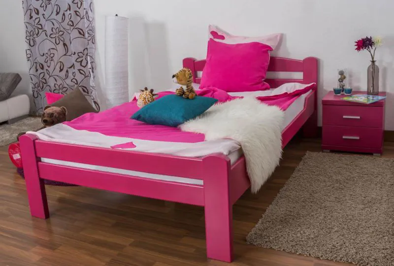 Massivholzbett Buche 120 x 200 cm Rosa Abbildung
