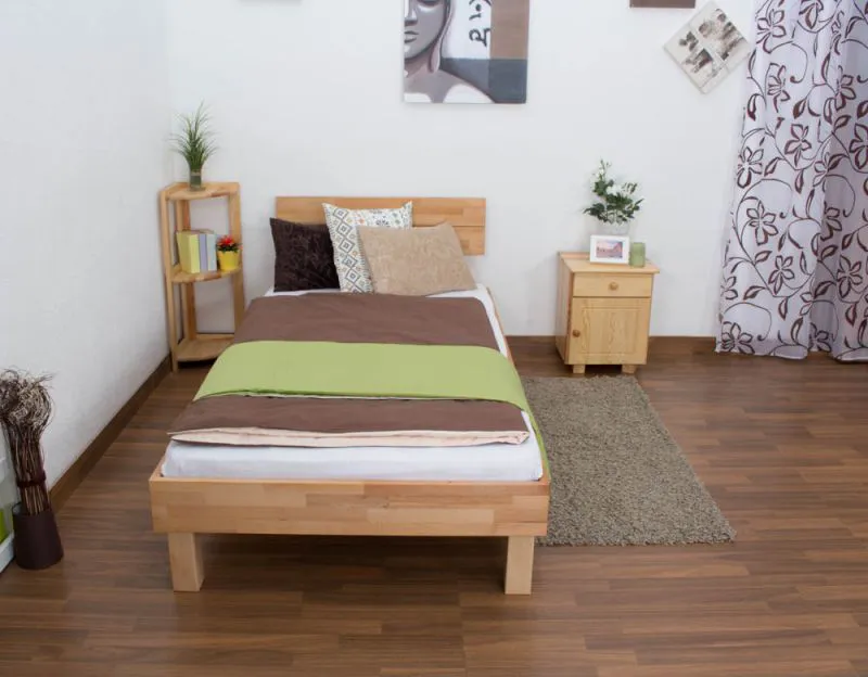 Futonbett / Massivholzbett Wooden Nature 01 Kernbuche geölt - Liegefläche 90 x 200 cm