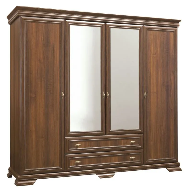 Drehtürenschrank / Kleiderschrank Sentis 25, Farbe: Dunkelbraun - 211 x 208 x 62 cm (H x B x T)