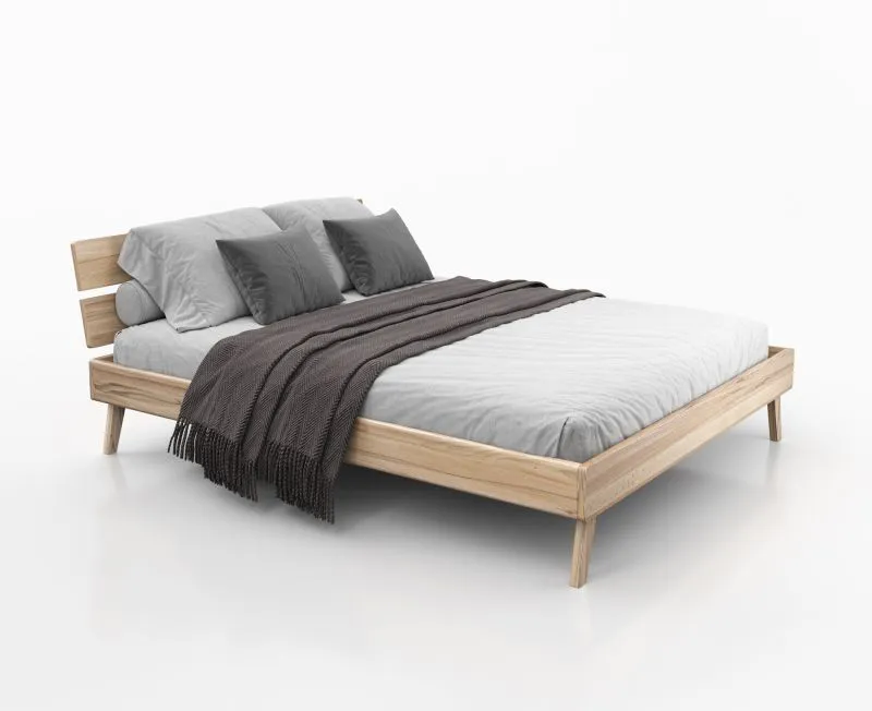 Doppelbett / Gästebett Engordany 09 | Buche Vollholz massiv | lackiert | Liegefläche: 180 x 200 cm | Farbe: Buche | mit stabiler Kopfstütze | lange Lebensdauer
