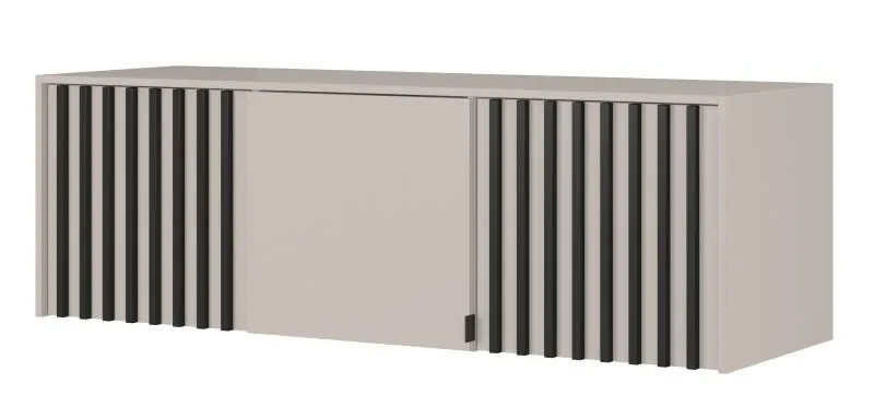 Aufsatz für Kleiderschrank Leeds 31 & 32, in Kaschmir mit schwarzen Lamellen, 50 x 155 x 51 cm, mit 3 Türen und 3 Fächern, ABS-Kanten