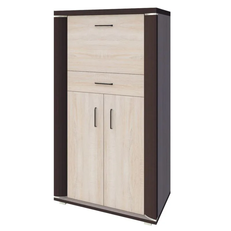 Schrank Aitape 05, Farbe: Sonoma Eiche dunkel / Sonoma Eiche hell - Abmessungen: 145 x 80 x 40 cm (H x B x T)