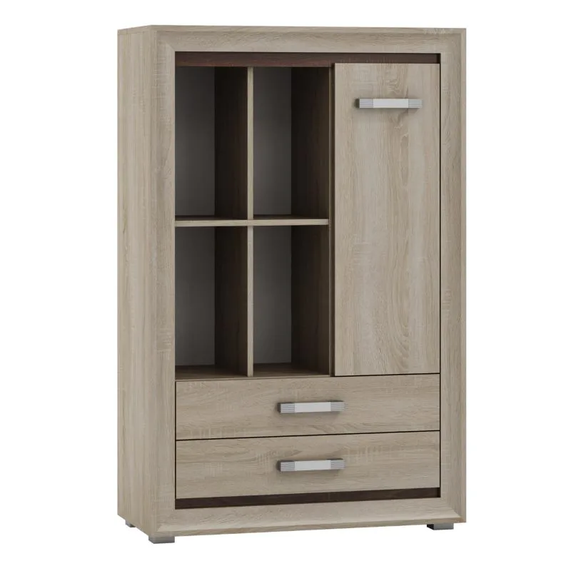 Kommode Kundiawa 13, Farbe: Sonoma Eiche hell / Sonoma Eiche dunkel - Abmessungen: 140 x 90 x 40 cm (H x B x T)