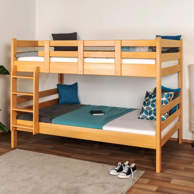 Etagenbett 120 x 200 cm | Massivholz: Buche | Natur Lackiert | umbaubar in zwei Einzelbetten | Premium-Qualität | inkl. Rollroste Abbildung