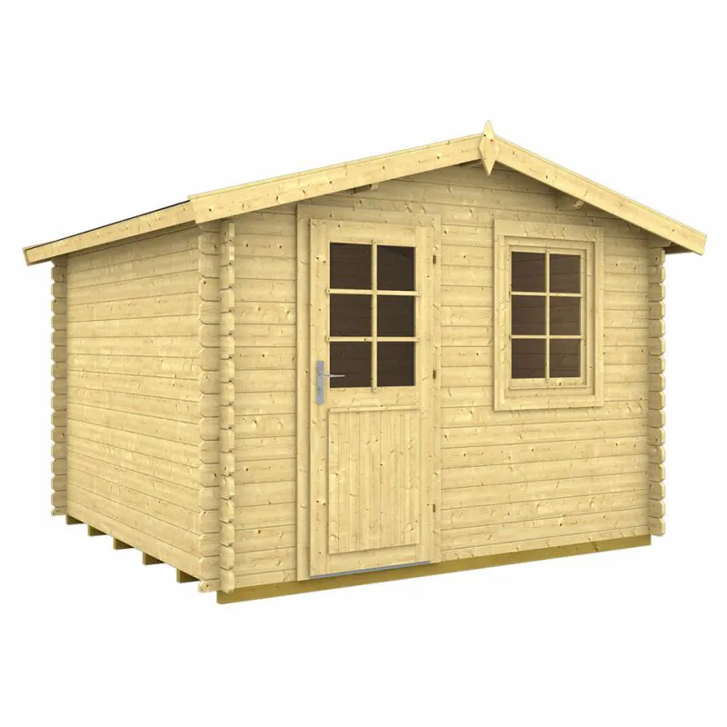Gartenhaus 2,9 x 3,2 Meter (inkl. Dach) | Natur | Satteldach | 28 mm Blockbohlen Abbildung