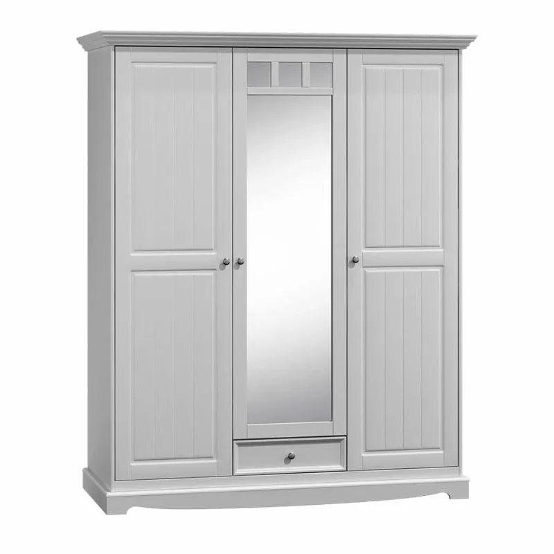 156 cm breiter Kleiderschrank mit 3 Türen | Farbe: Weiß Abbildung