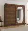Kleiderschrank / Schiebetürenschrank | Farbe: Walnuss | 2 Meter breit | eine Spiegeltür | 10 Fächer | zwei Kleiderstangen | Aluminiumschienen