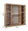 Kleiderschrank Lagginhorn 17, Farbe: Eiche Artisan, 2 Meter breit, ein Spiegel, 10 Fächer, Schiebetürenschrank, zwei Kleiderstangen, Aluminiumschienen