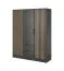 Dreitüriger Kleiderschrank mit modernen Design Leeds 05, Farbe: Graphit - Abmessungen: 200 x 155 x 51 cm (H x B x T)