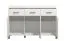 Helles Sideboard mit drei Schubladen Sabas 11, Farbe: Weiß, Griffe & Beine: Schwarz, sechs Fächer, drei Türen, Maße: 90 x 138 x 40 cm, für Wohnzimmer