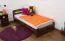 Kinderbett / Jugendbett Kiefer Vollholz massiv Nussfarben A7, inkl. Lattenrost - Abmessungen: 90 x 200 cm
