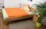 Futonbett / Massivholzbett mit Kopfteil Wooden Nature 01, Eiche geölt, Liegefläche 180 x 200 cm, auffallendes Kopfteil, starke Rahmenbretter