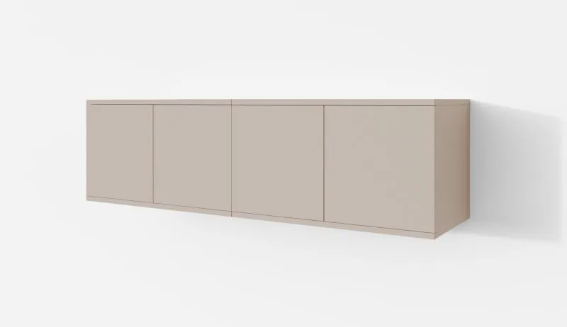 TV-Unterschrank / TV-Board mit Push-to-open Funktion Boquilla 01, Farbe: Kaschmir, kann hängend oder stehend aufgebaut werden, Maße: 40 x 140 x 40 cm