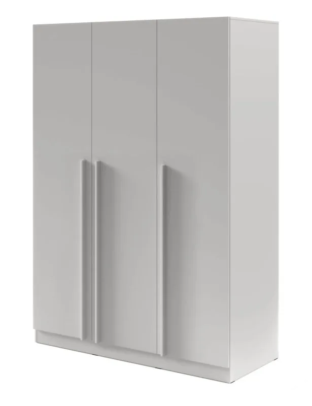 Drehtürenschrank | 3-türiger Kleiderschrank | Farbe: Platingrau | 1 Kleiderstange | 150 x 61 x 210 cm | 6 Einlegeböden | ABS-Kanten | Edegem 02