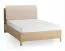 Doppelbett | Farbe: Eiche / Beige | 140 x 200 cm | gepolsterte Kopfstütze | inkl. Lift up Lattenrost | vier offene Regale | Behälter hinter Rückenlehne