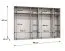 Drehtürenschrank / Kleiderschrank | Farbe: Weiß | 4 Fächer | 3 Meter breit | Griffe: Schwarz | 4 Kleiderstangen | Soft-Close-Funktion | Maße: 300 x 52 x 202 cm
