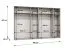 Drehtürenschrank / Kleiderschrank | Farbe: Kaschmir | 3 Meter breit | 6-Türig | Griffe: Gold | 4 Fächer | Maße: 300 x 52 x 202 cm | 4 Kleiderstangen