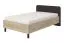 Einzelbett / Gästebett Dobasan 06, Farbe: Eiche Grau / Dunkelgrau, ABS-Kantenschutz, gepolstertes Kopfteil, Liegefläche: 120 x 200 cm, Beine: Metall