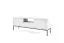 TV-Unterschrank mit drei Fächer Worthing 28, Farbe: Weiß / Schwarz / Gold - Abmessungen: 56 x 154 x 39 cm (H x B x T)