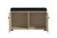 Sitzbank mit Stauraum | 2 Drehtüren | Farbe: Eiche light Port | gepolstertes Sitzkissen | 2 Fächer | Maße: 77 x 35 x 40,5 cm | Beine & Griffe: Schwarz