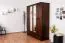 Kleiderschrank Kiefer Vollholz massiv Walnussfarben Junco 02 - Abmessung: 195 x 162 x 60 cm (H x B x T)