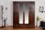 Kleiderschrank Kiefer Vollholz massiv Walnussfarben Junco 02 - Abmessung: 195 x 162 x 60 cm (H x B x T)