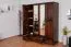 Kleiderschrank Kiefer Vollholz massiv Walnussfarben Junco 02 - Abmessung: 195 x 162 x 60 cm (H x B x T)