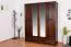 Kleiderschrank Kiefer Vollholz massiv Walnussfarben Junco 02 - Abmessung: 195 x 162 x 60 cm (H x B x T)