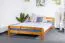 Doppelbett / Gästebett Kiefer Vollholz massiv Eichefarben A6, inkl. Lattenrost - Abmessung 160 x 200 cm