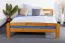 Doppelbett / Gästebett Kiefer Vollholz massiv Eichefarben A6, inkl. Lattenrost - Abmessung 160 x 200 cm