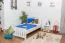 Kinderbett / Jugendbett Kiefer massiv Vollholz weiß lackiert 66, inkl. Lattenrost - Abmessung 100 x 200 cm