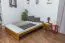 Kinderbett / Jugendbett Kiefer Vollholz massiv Eichefarben A9, inkl. Lattenrost - Abmessung 140 x 200 cm
