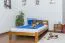Kinderbett / Jugendbett Kiefer Vollholz massiv Eichefarben A5, inkl. Lattenrost - Abmessung 120 x 200 cm