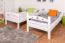 Etagenbett / Stockbett "Easy Premium Line" K19/n, Kopf- und Fußteil mit Löchern, Buche Vollholz massiv Weiß - 90 x 200 cm (B x L), teilbar