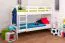 Etagenbett / Stockbett "Easy Premium Line" K17/n, Buche Vollholz massiv Weiß, Liegefläche: 90 x 200 cm (B x L), teilbar
