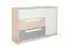 Jugendzimmer - Kommode Greeley 08, Farbe: Buche / Weiß / Platingrau - Abmessungen: 93 x 138 x 40 cm (H x B x T), mit 1 Tür, 3 Schubladen und 2 Fächern